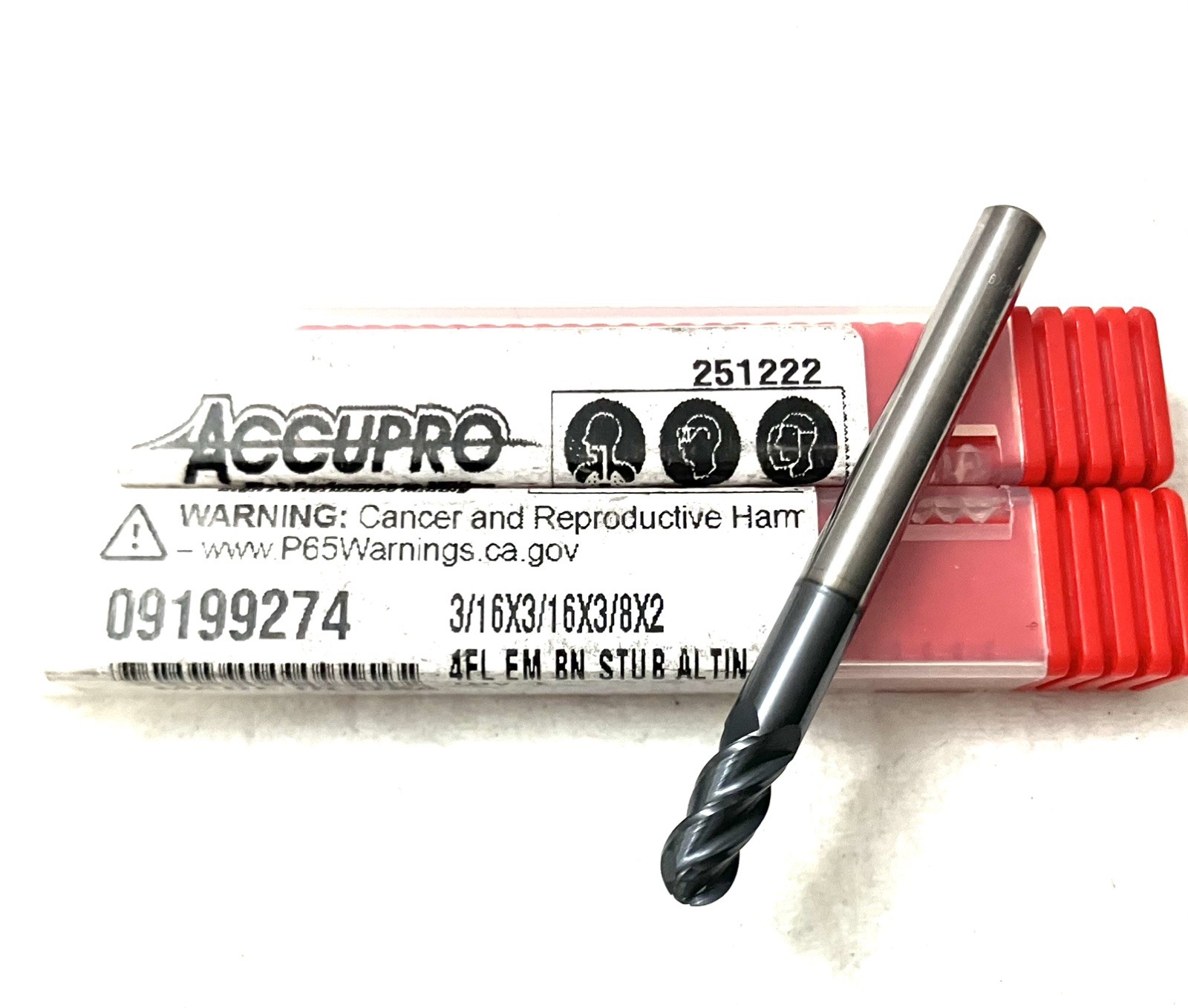Accupro 09199274 3/16″ 4FL Ball Nose End Mill Solid Carbide AlTiN NEW CNC