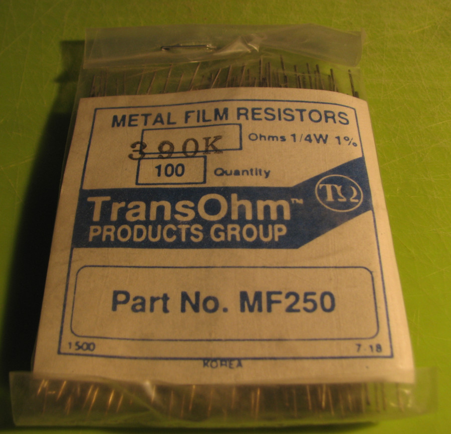 100qty 390k TransOhm Resistor 1/4W 1% NOS
