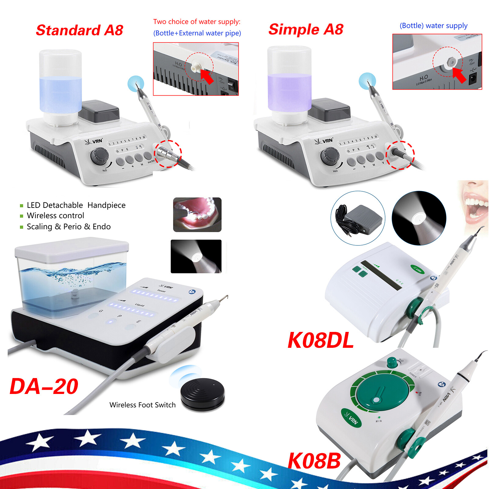 (LED) Dental Ultrasonic Piezo Scaler Handpiece Fit EMS Cavitron Woodpecker NEW