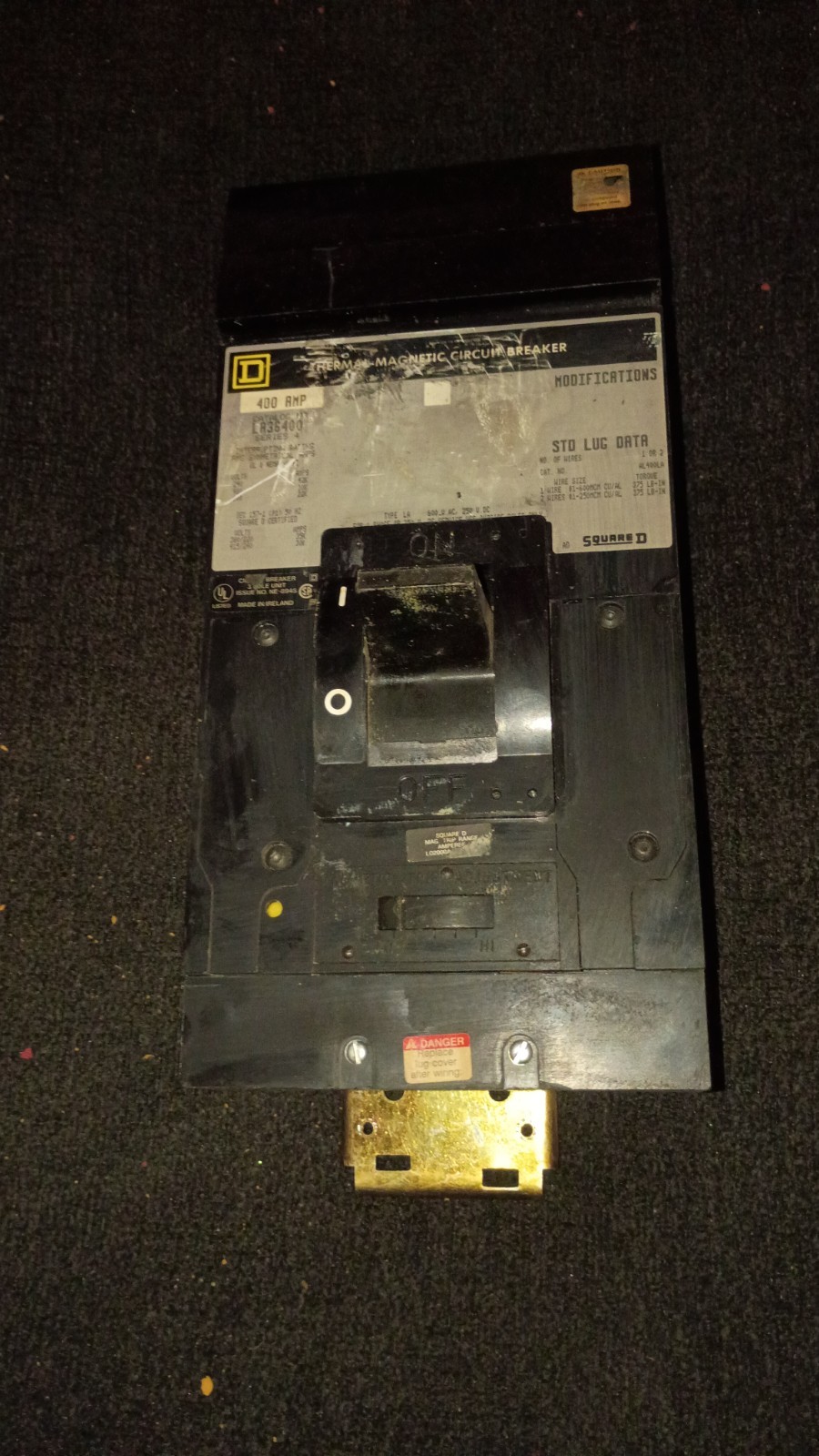 Square D LA36400 Series 4 400A 3 Pole 600V I-Line Circuit Breaker Used