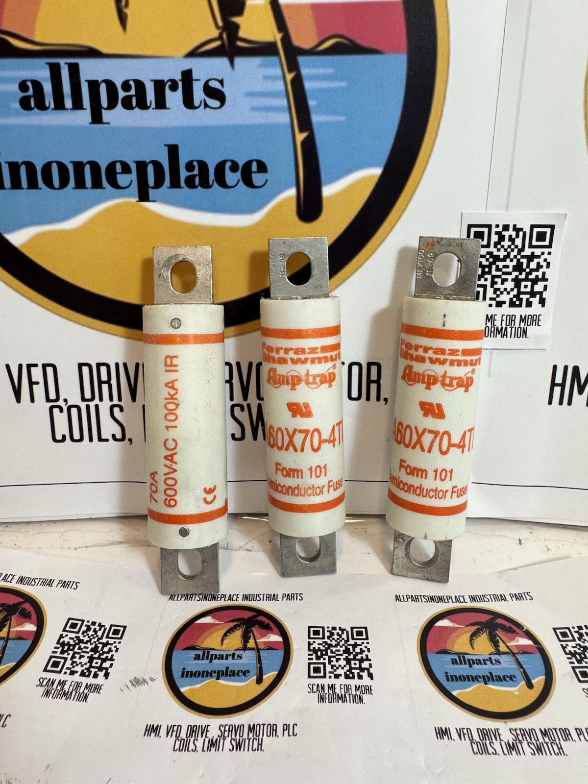 Kit 3 Pcs Mersen A60X70-4TI 70A 600VAC High Speed Fuse Amp-Trap A60X New Sealed