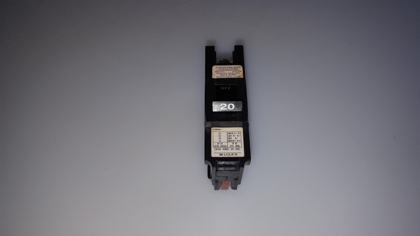 FPE FEDERAL PACIFIC CHALLENGER NA120 CIRCUIT BREAKER 20 AMP 1P 240V THICK