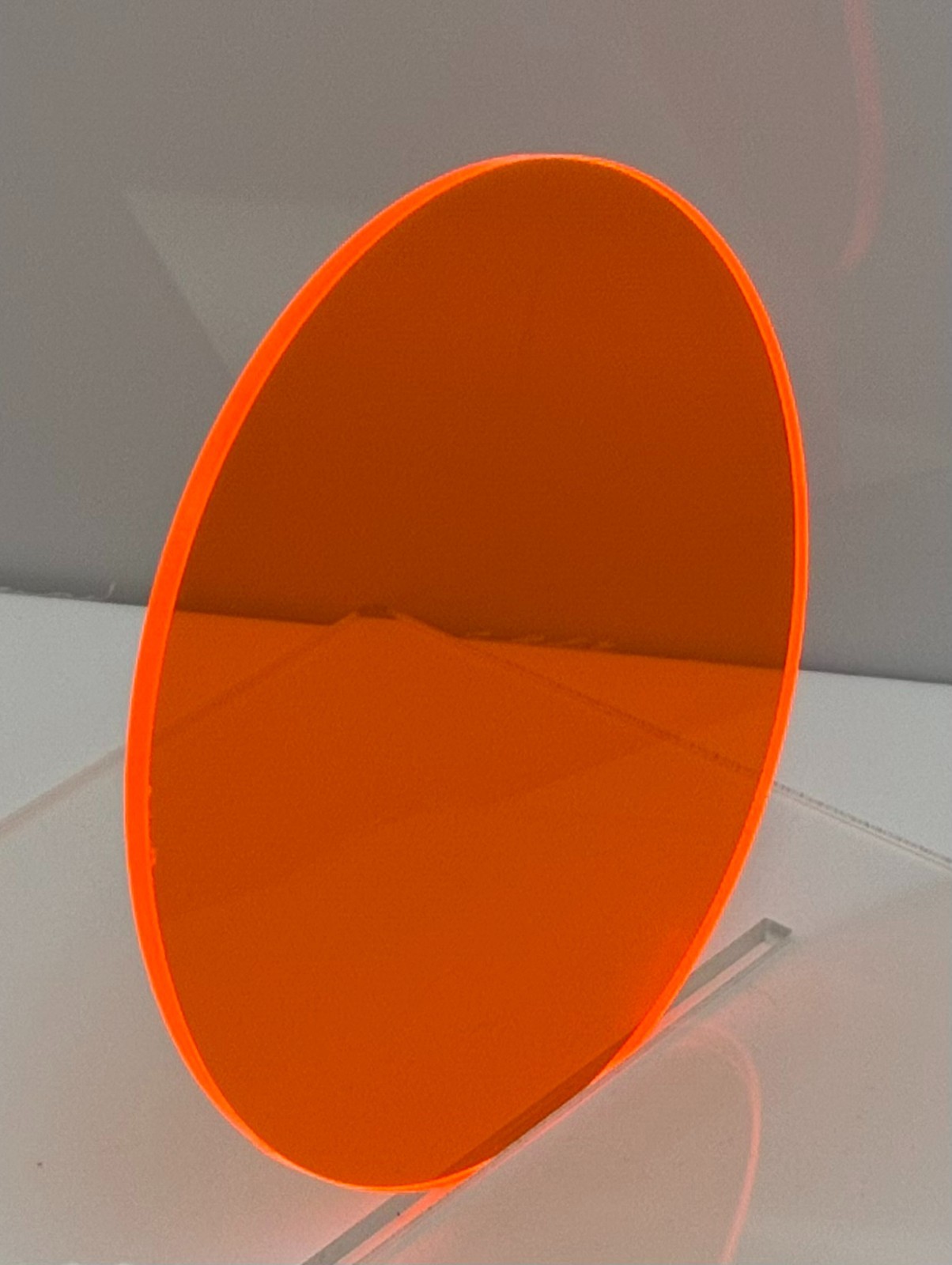 FLUORESCENT ORANGE ACRYLIC PLEXIGLASS 1/8″ PLASTIC CIRCLE DISC 10″ DIAMETER