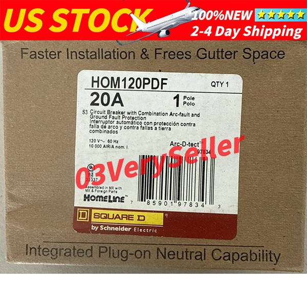 Square D HOM120PDF 120V 20A Single-Pole Circuit Breaker