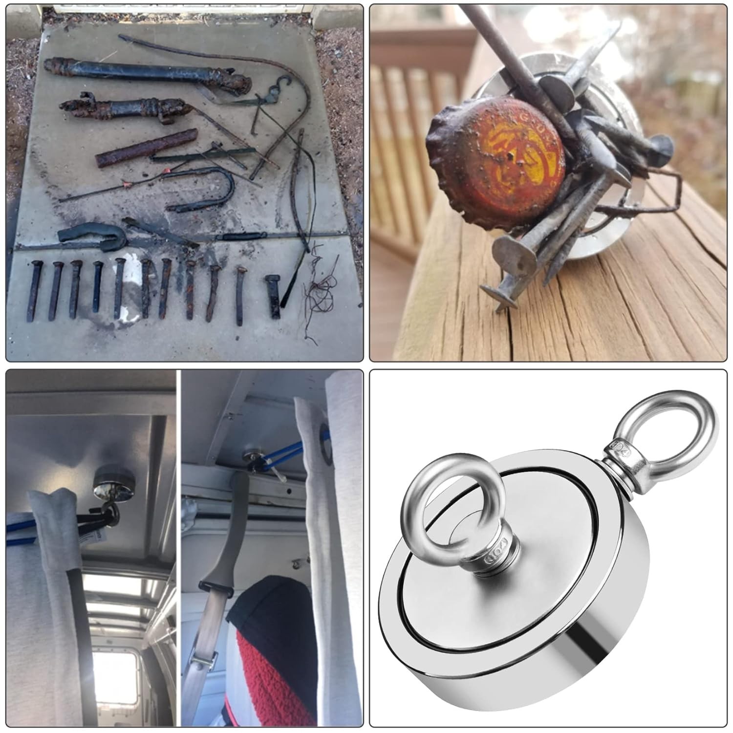 2625 lbs Fishing Magnet Kit Double Sided Magnet Fishing Kit and Rope with Case