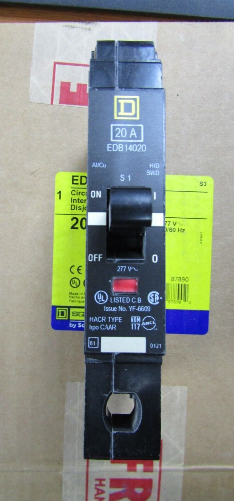 💥NEW SQUARE D 20 AMP CIRCUIT BREAKER 1 POLE 277 VAC EDB14020