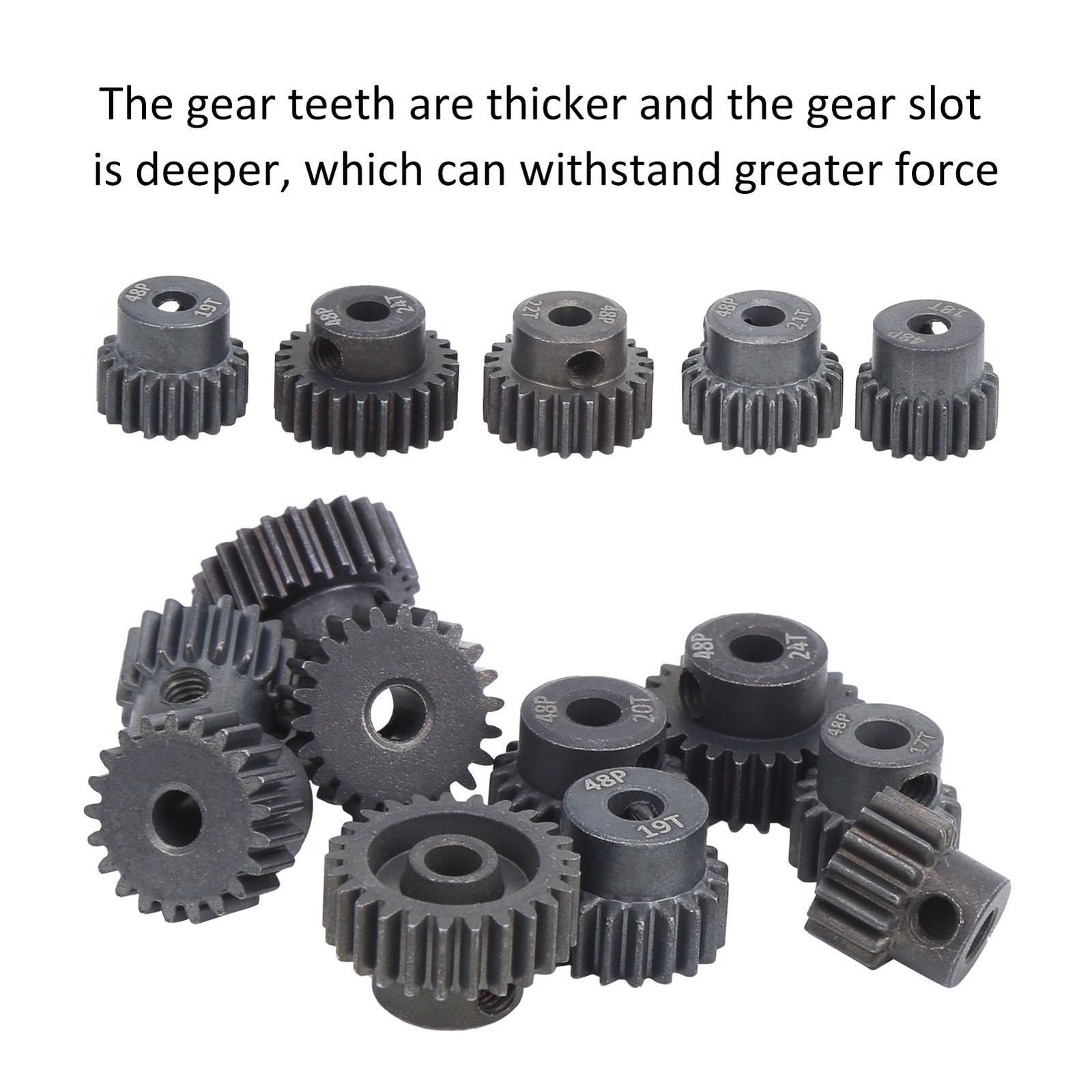 10Pcs/Set 16T‑25T 7075 48P Steel RC Car Motor Gear Pinion For 1/8 1/10 Brushless