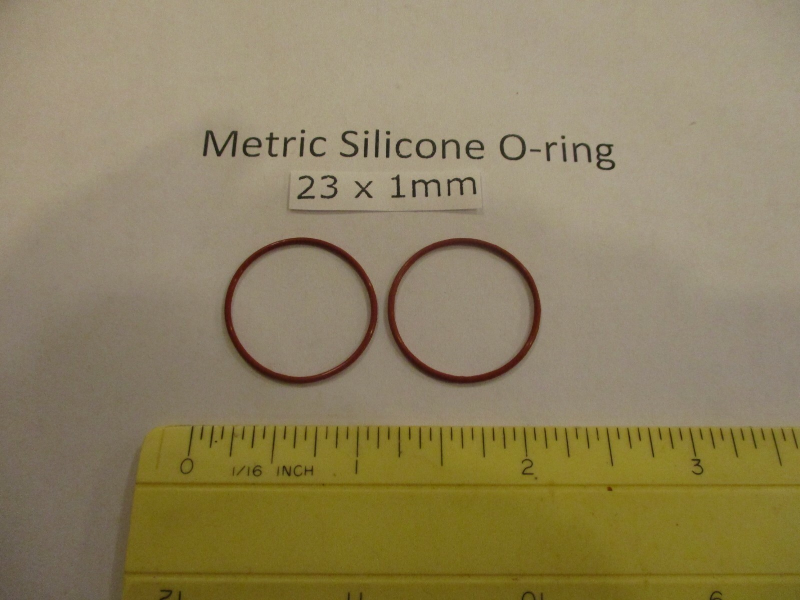 23mm ID x 25mm OD x 1mm thick SILICONE O-ring. Quan 2.
