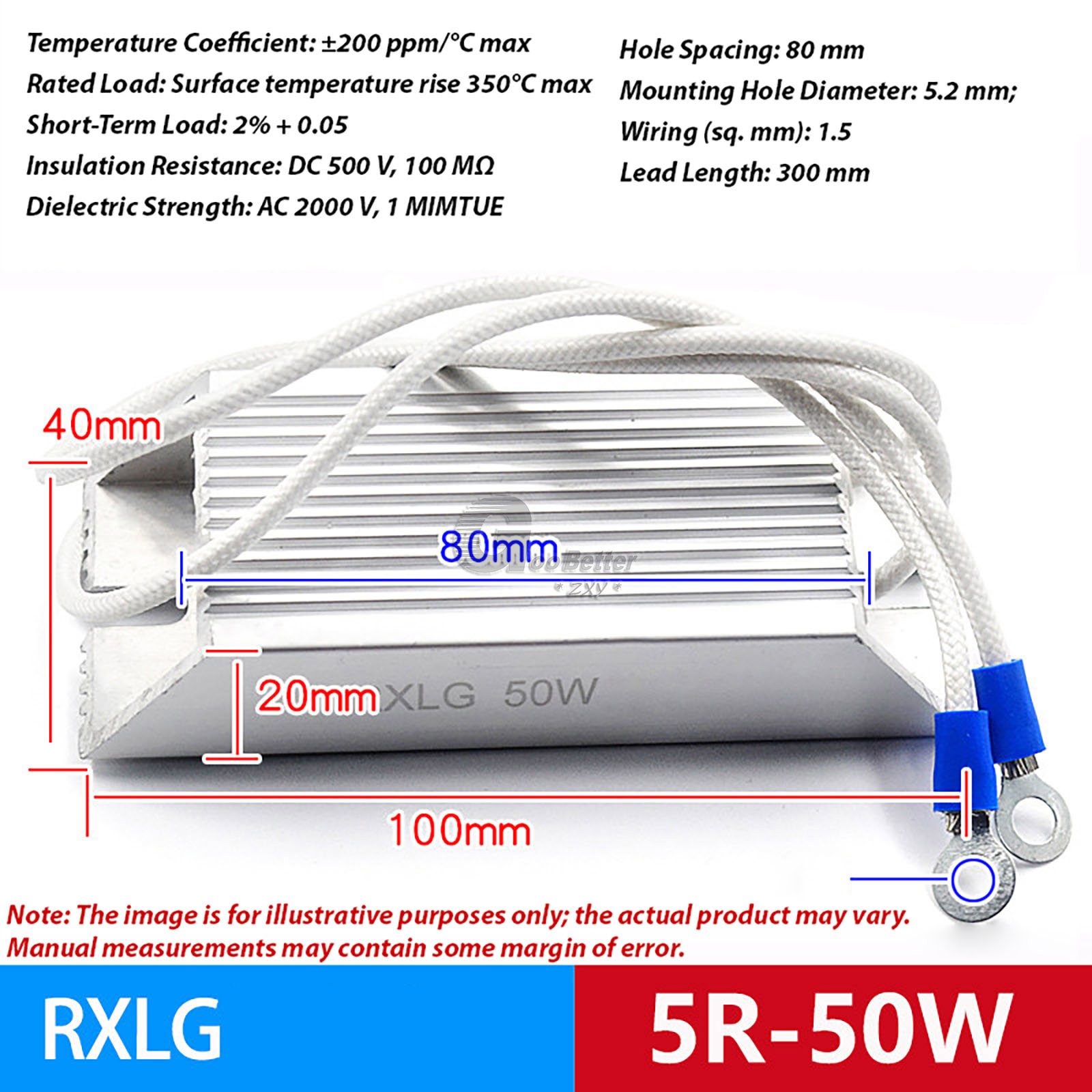 RXLG 50-1500W Aluminum Shell High Power Servo Inverter Resistor Braking Resistor