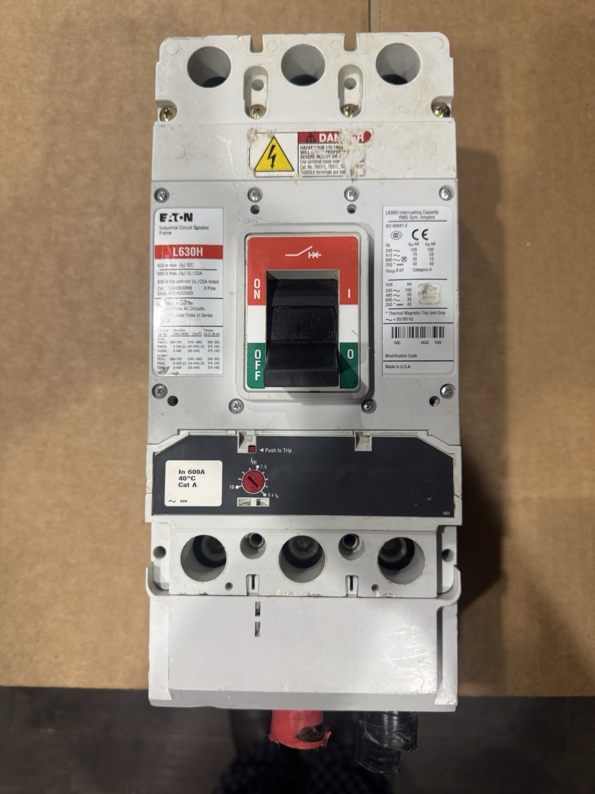 Eaton LGH3630NN 600Amp 600VAC 3-Pole Circuit Breaker Type L630H *Tested*
