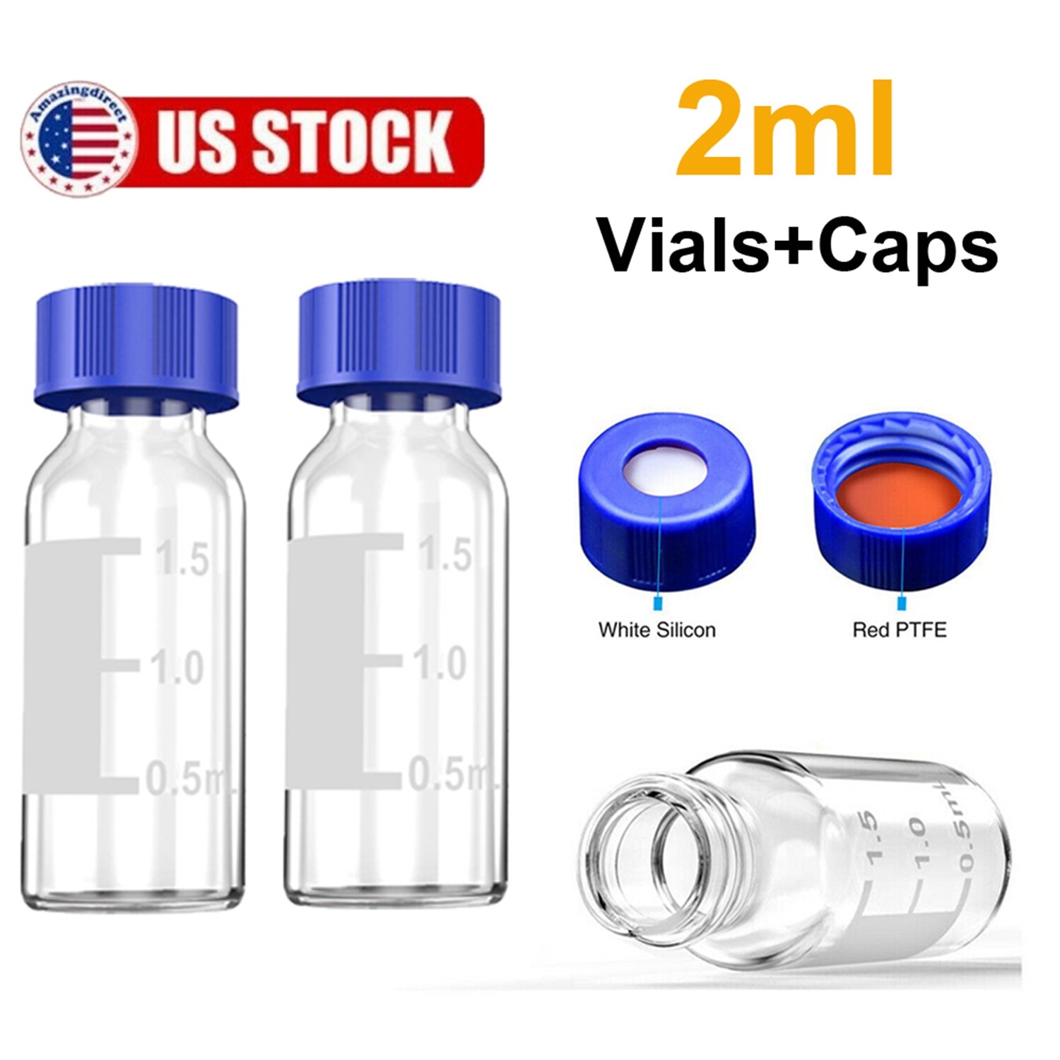 10000pcs 2mL Clear Screw Bottle HPLC Autosampler Vials for Agilent Waters Varian