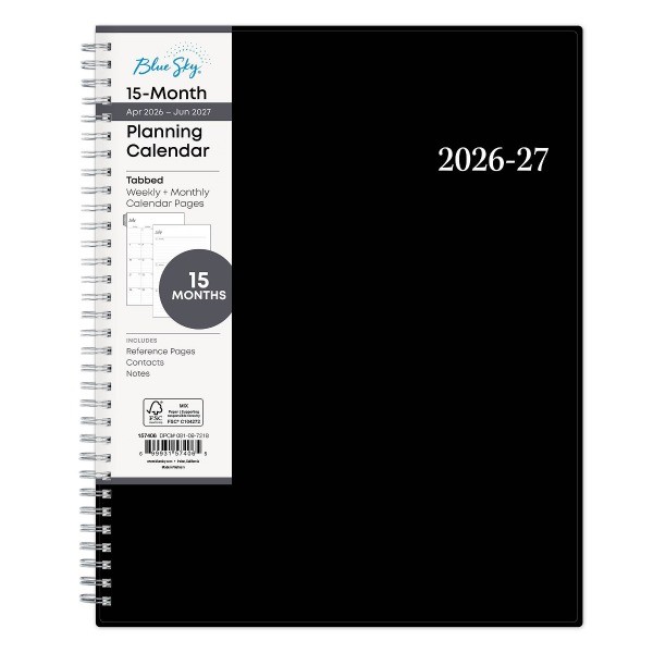 8.5"x11" 2026-2027 Planner Weekly/Monthly 15 Months Enterprise