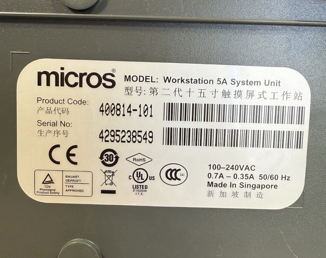 FOR PARTS Micros WS 5A Workstation Touchscreen POS Terminal 400814-101 No Stand