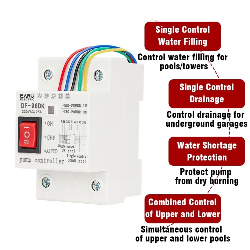 Automatic Water Level Controller 110V 220V 25A Pump Sensor Switch With Probes