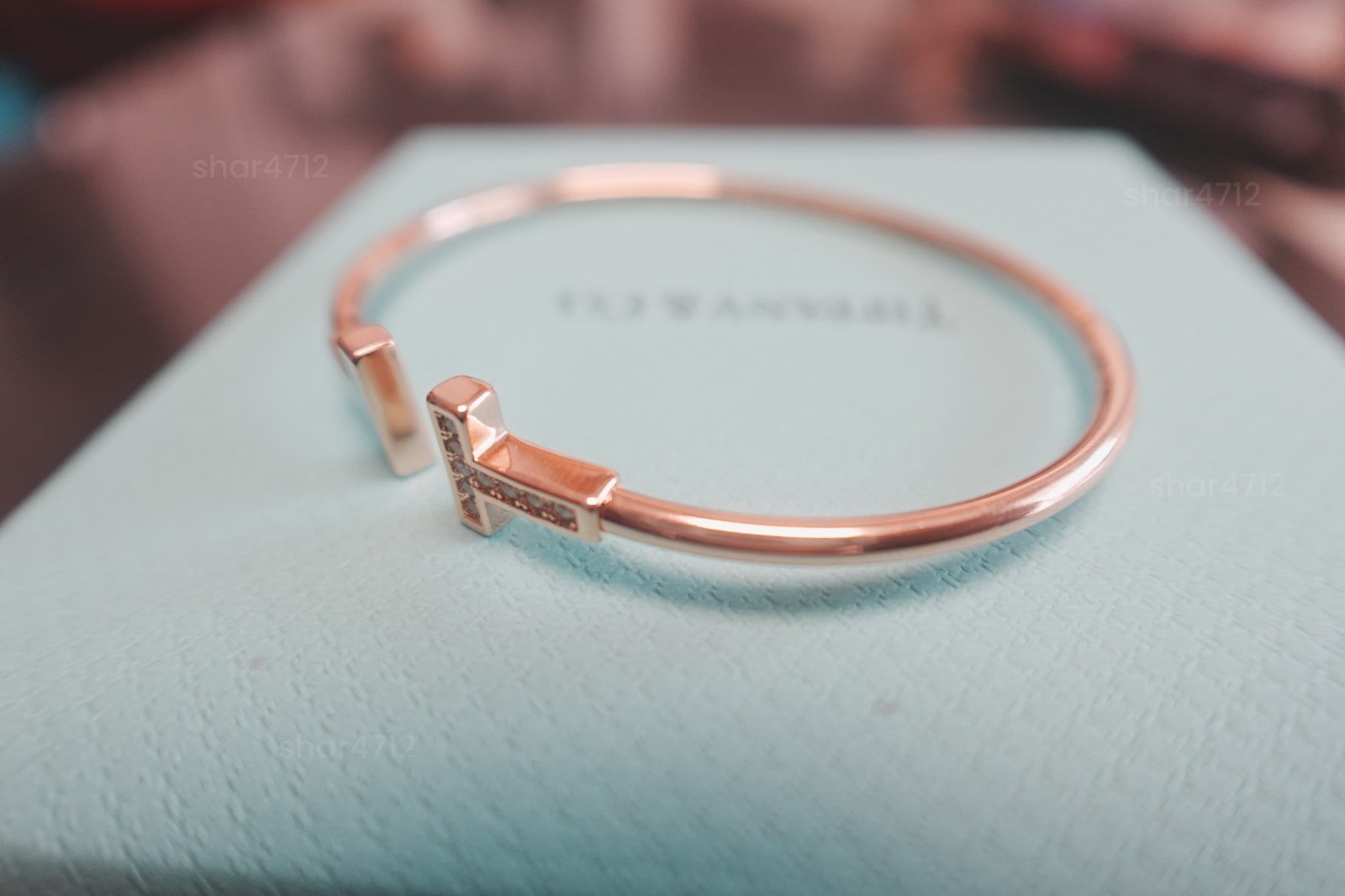 NewTlffany Co.18K rose Gold Diamond Turquoise Enamel Bracelet 7” W/ Box