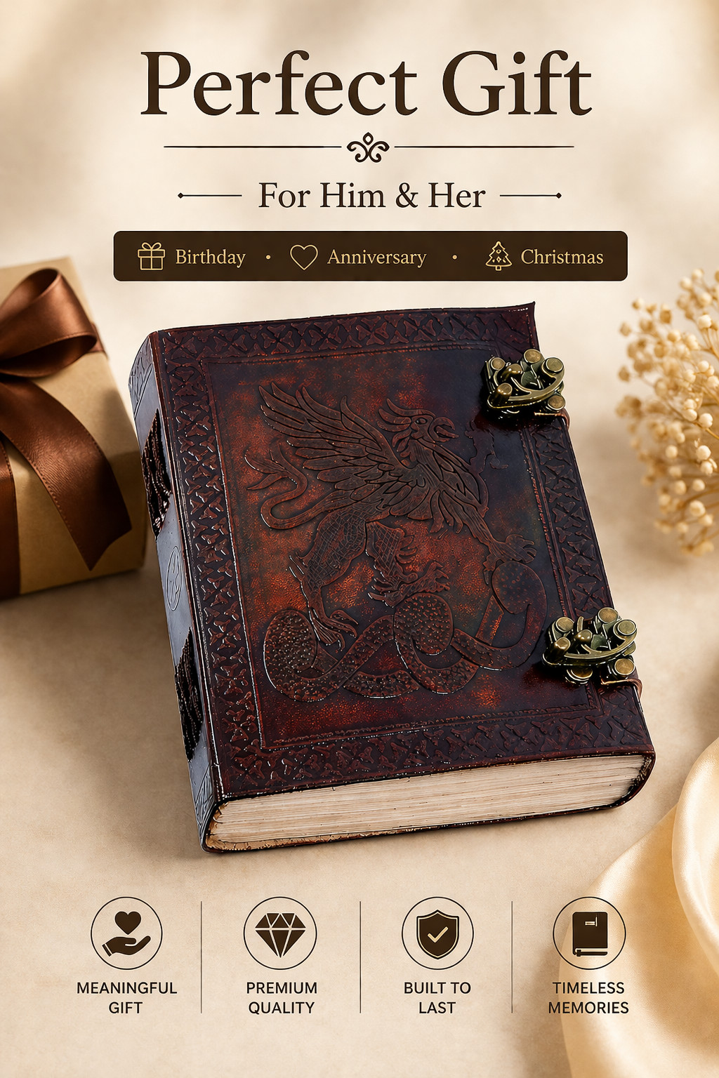 Dragon Embossed Leather Journal 6×8 Handmade Vintage Notebook 200 Lined Pages
