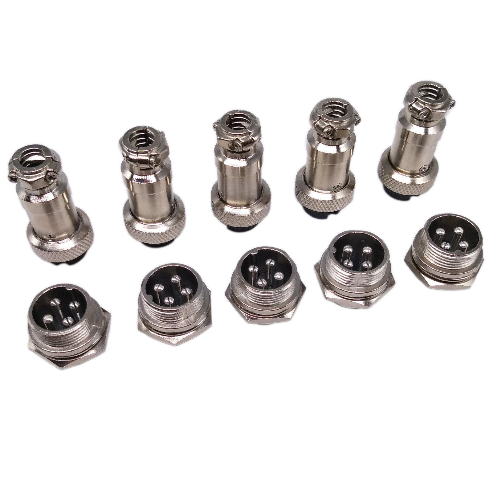 US Stock 5 Pair Aviation Plug 4 Pin Male Female Panel Wire Connector 16mm GX16-4