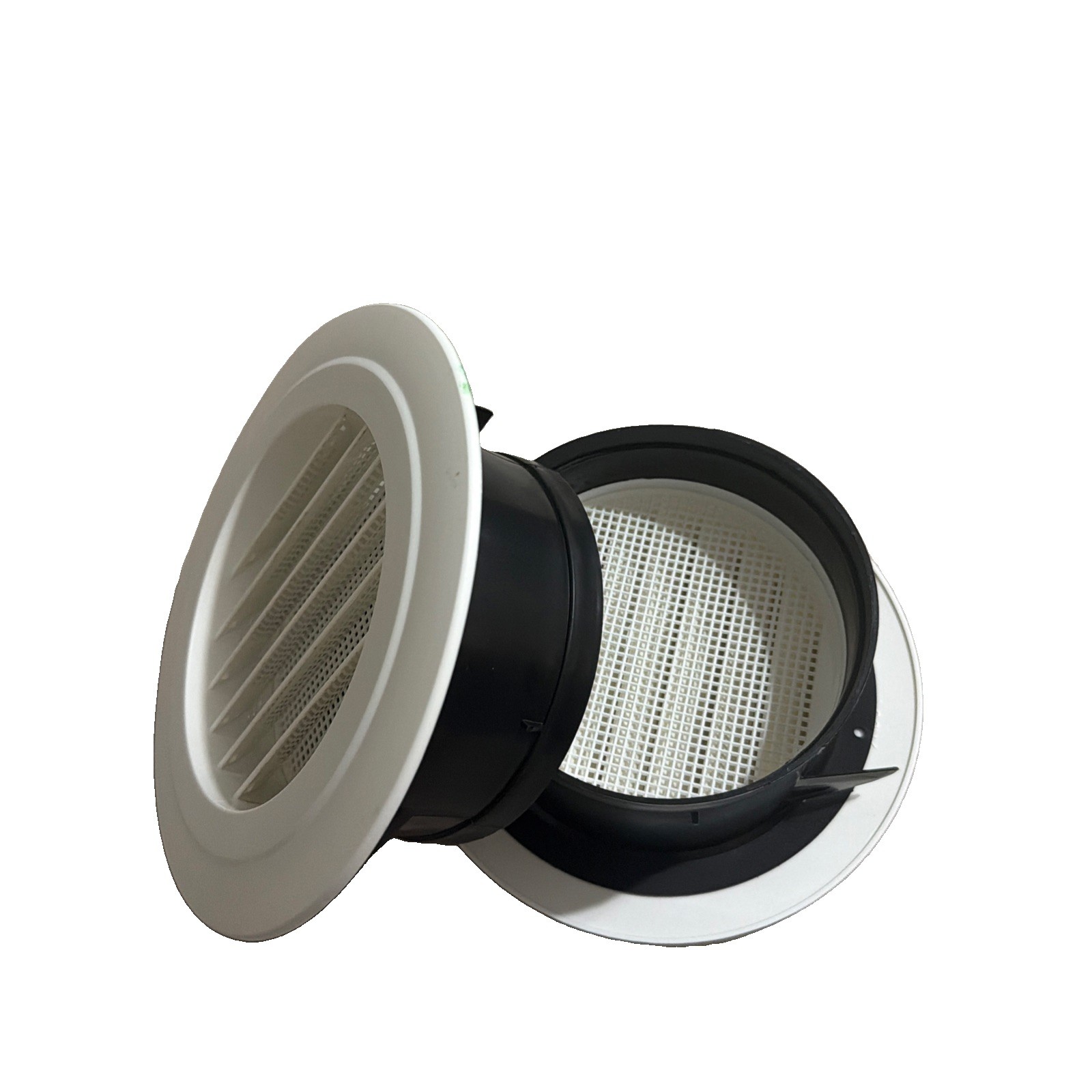 Hon&Guan 6 Inch Soffit Vent Cover Round ABS Louver with Screen Mesh (2-Pack)