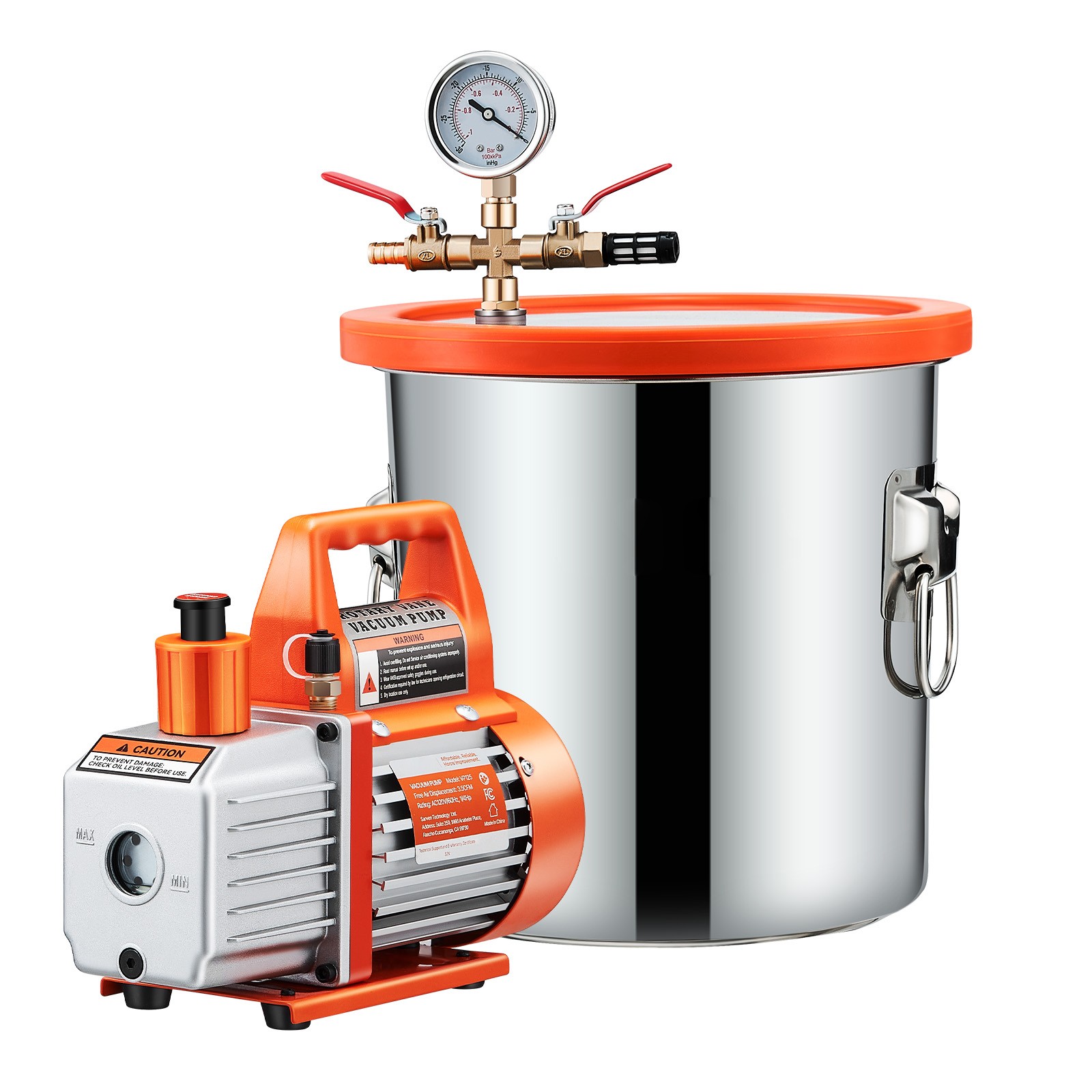 Uimoso 3.5 CFM Vacuum Pump with 3-Gallon Stainless Steel Degassing Chamber Kit