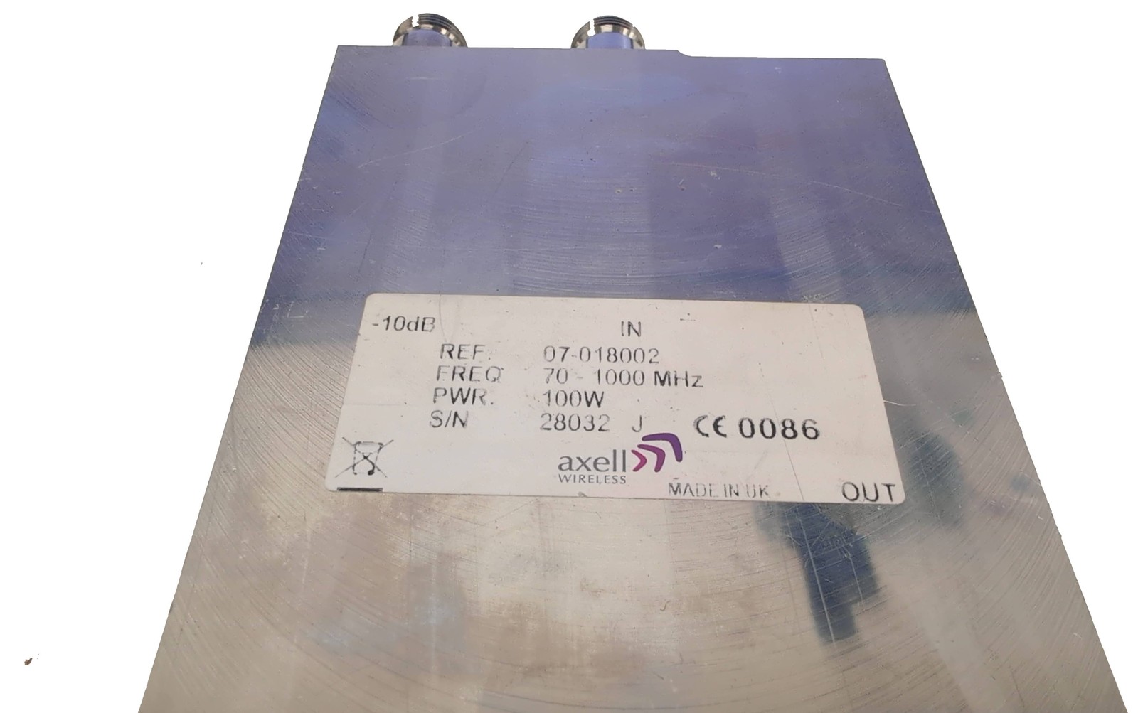 Axell Wireless 07-018002 RF Directional Coupler -10dB 70-1000MHz N Type 100W