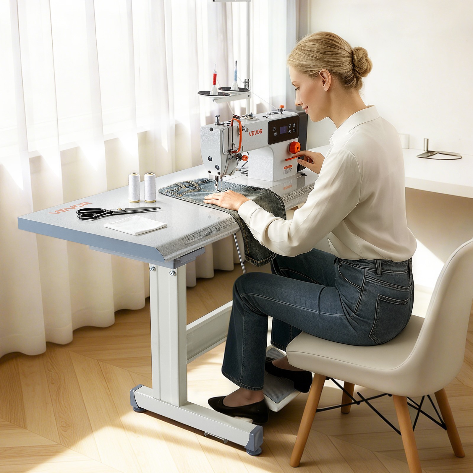 VEVOR Industrial Sewing Machine Lockstitch Sewing Machine Set 550W Servo Motor