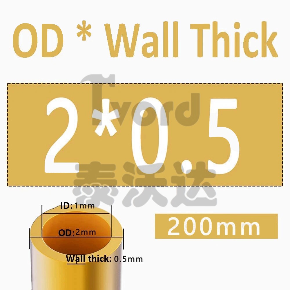 Brass Tube Round 2mm 3mm 4mm 5mm 6mm 7mm 8mm 10mm 12mm 14mm 15mm O.D. x 200mm