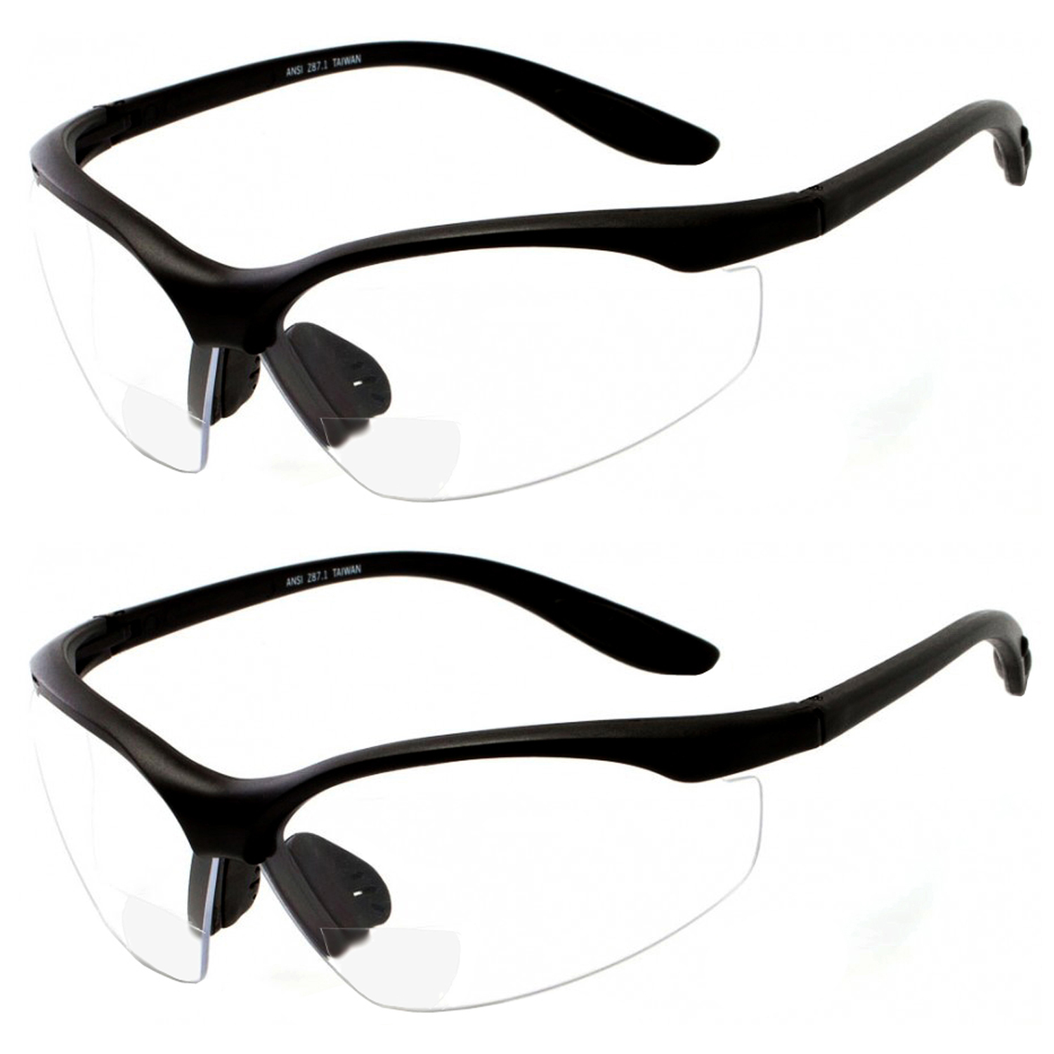 2 PAIR LOT Bifocal Safety Reading Glasses Clear Lens Reader ANSI Z87.1 Men Women