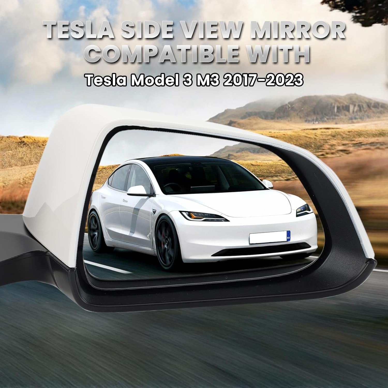 Right Passenger Side Mirror Compatible with Tesla Model 3 2017-2023 Replacement