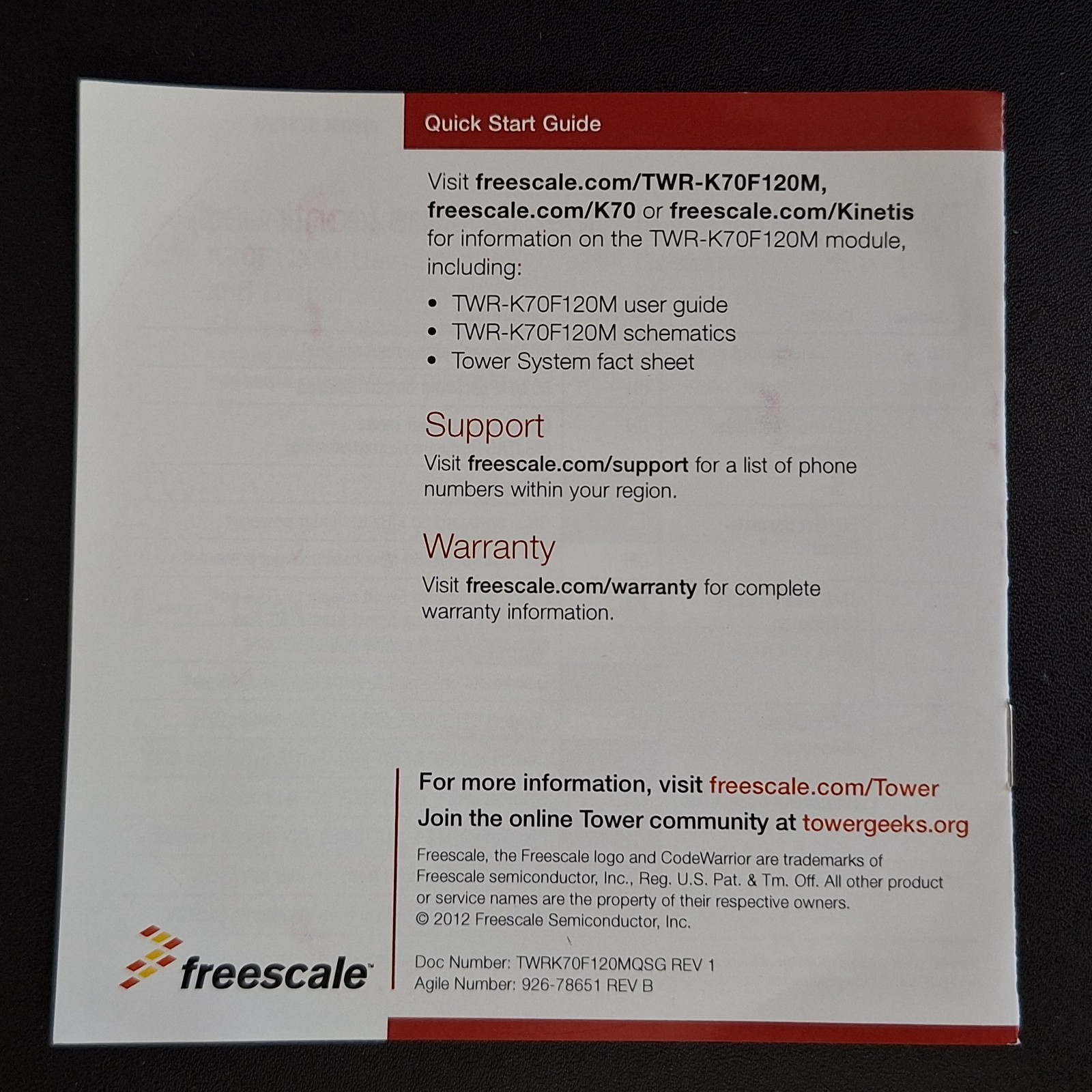 Freescale NXP TWR-K70F120M Kinetis K70 Tower System Module Development Board Kit