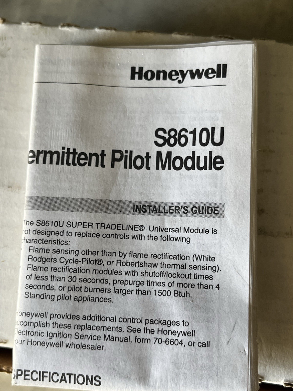 Genuine Honeywell S8610U 1003 Universal Replacement Intermittent Pilot Module