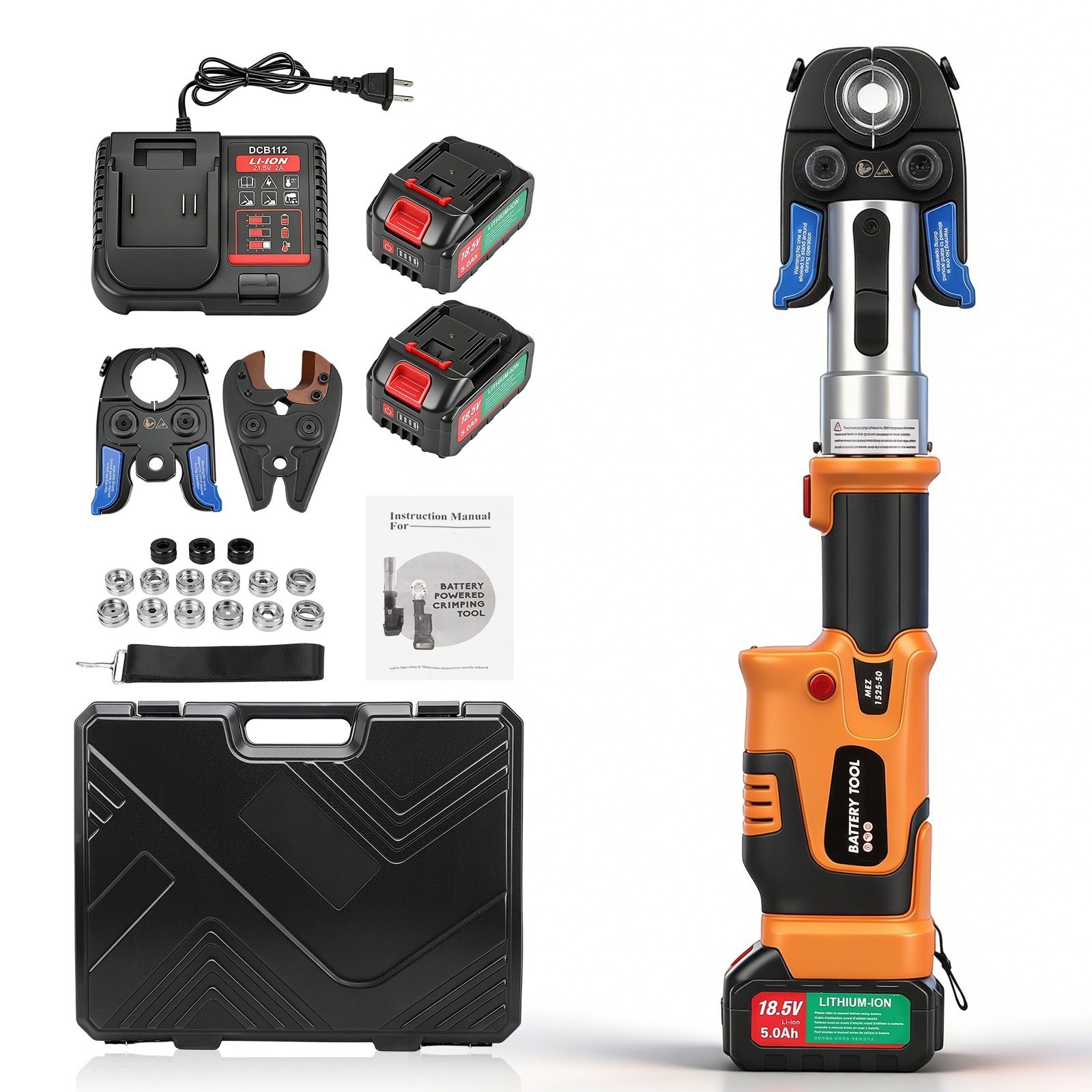 Copper Pro Press Tool Pipe Crimping Kit Press Tool Battery Kit 1/2″ 3/4″ 1″ Jaw