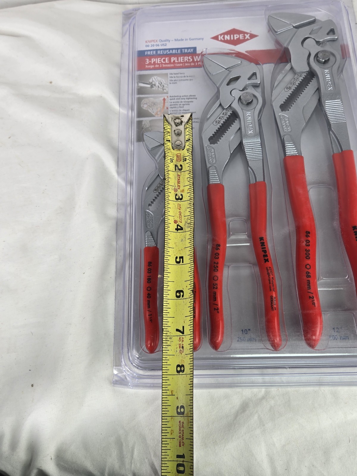 KNIPEX 00 20 06 US2 3-Piece 7, 10 and 12 Pliers Wrench Set