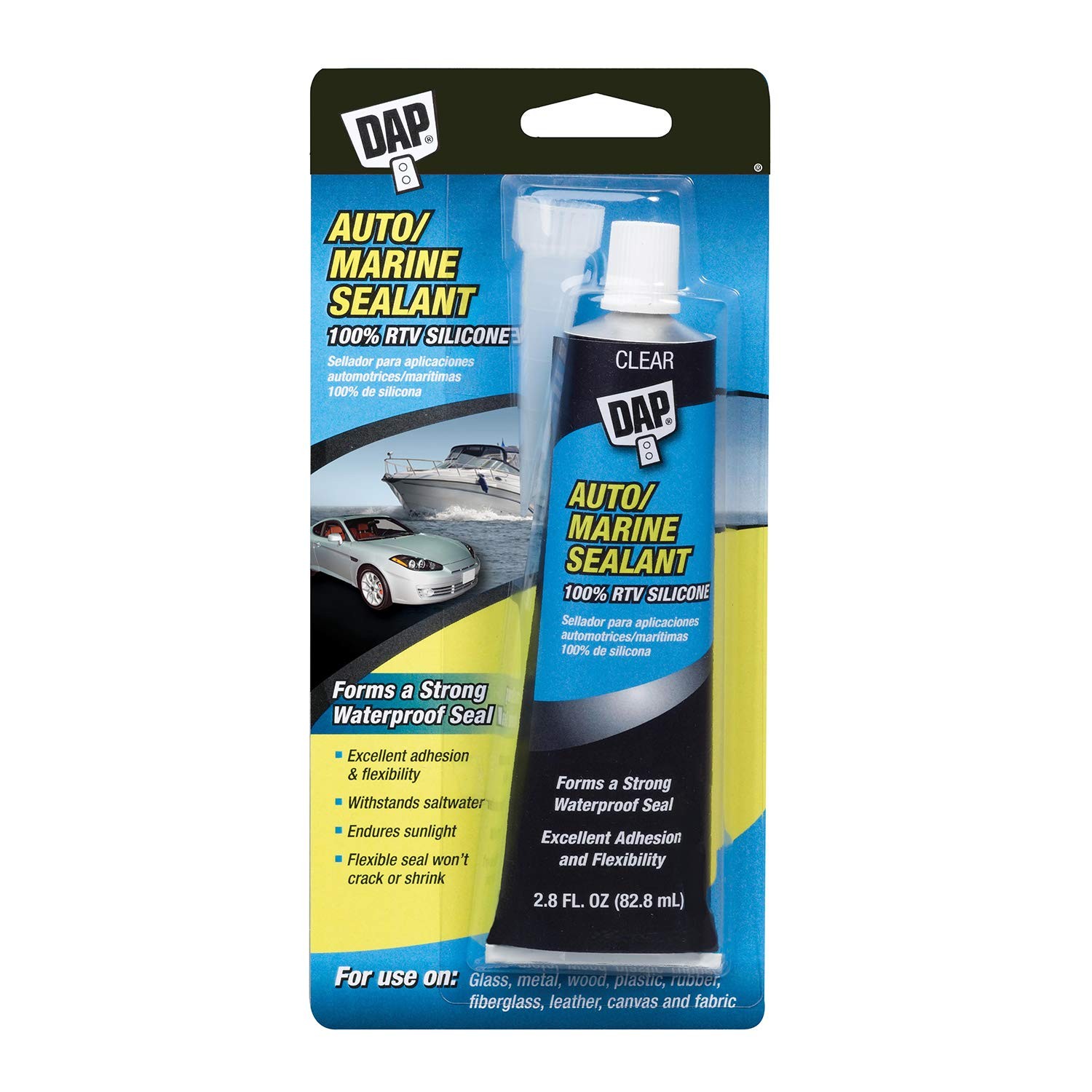 Clear Silicone Sealant 2.8 Ounce Waterproof Durable Automotive Marine Repair