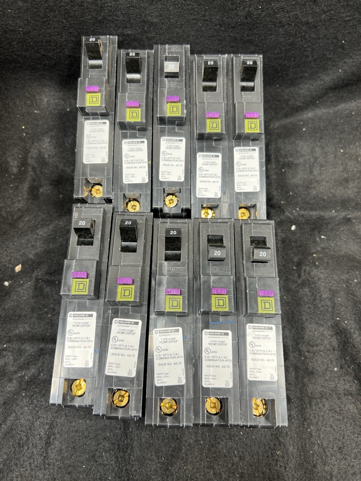 10x Square D HOM120PDF 120V 20A Single-Pole Circuit Breaker