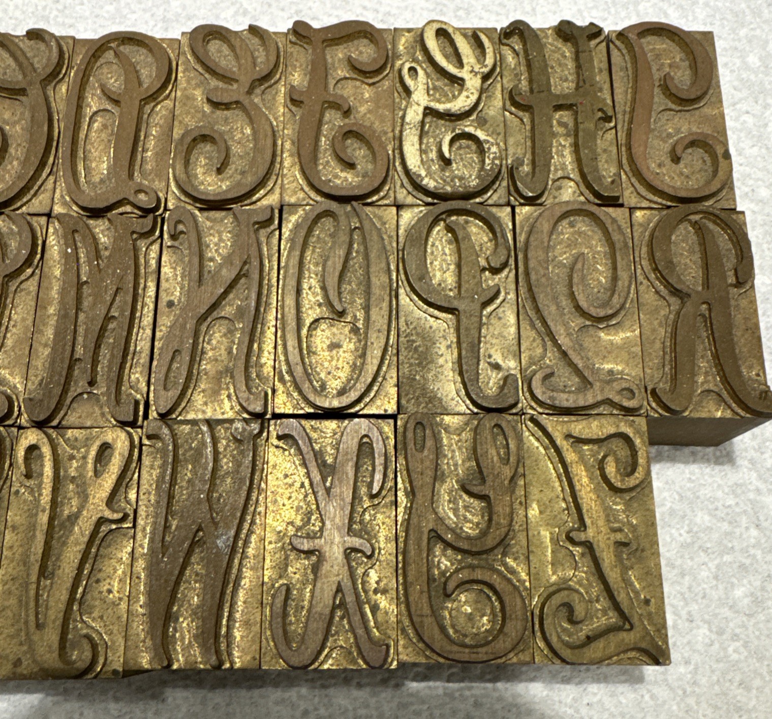 Vintage Large Font Brass Letterpress Type A-Z Set