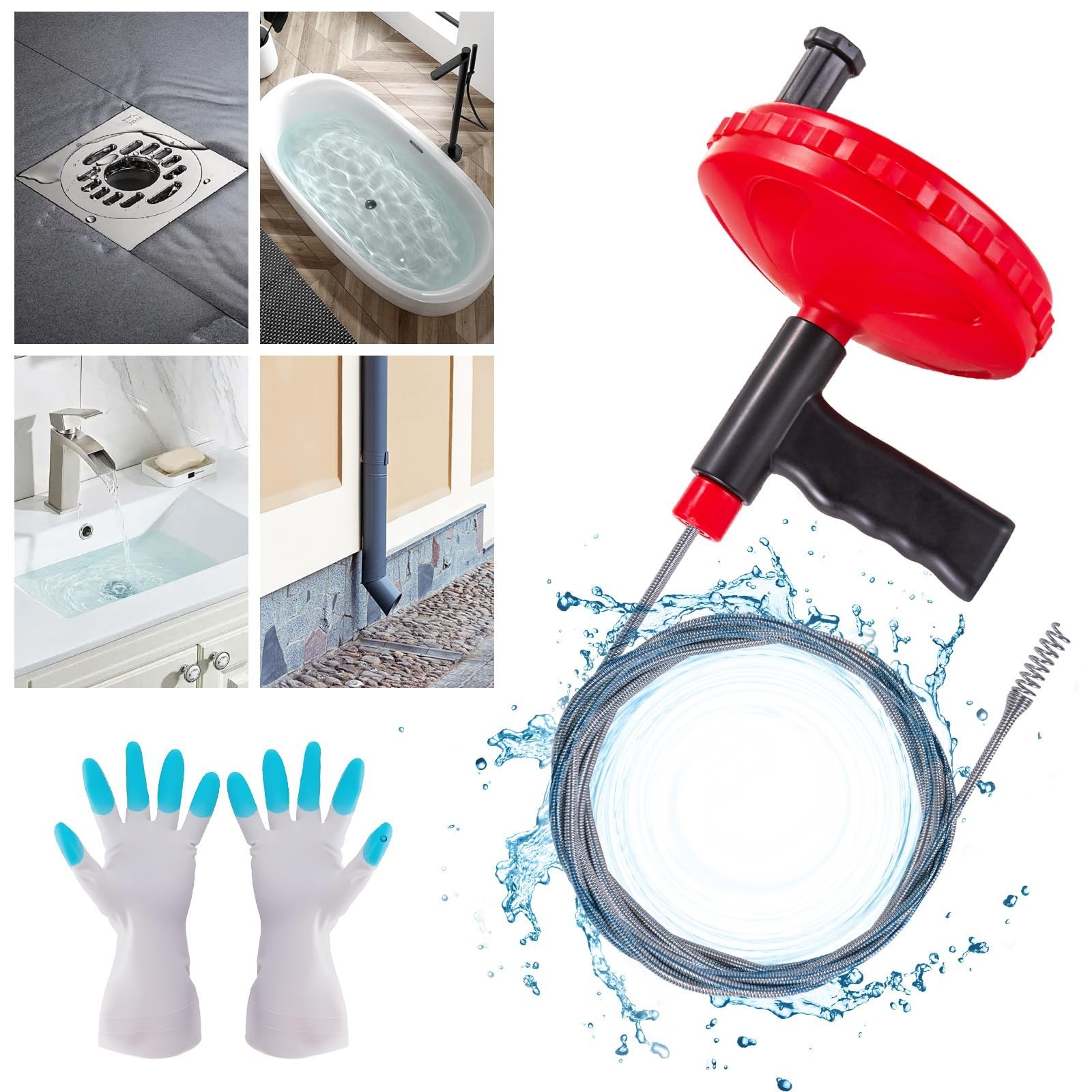 Drain Auger Toilet Snake Drain Clog Remover Tool Use Manually or Powered for …