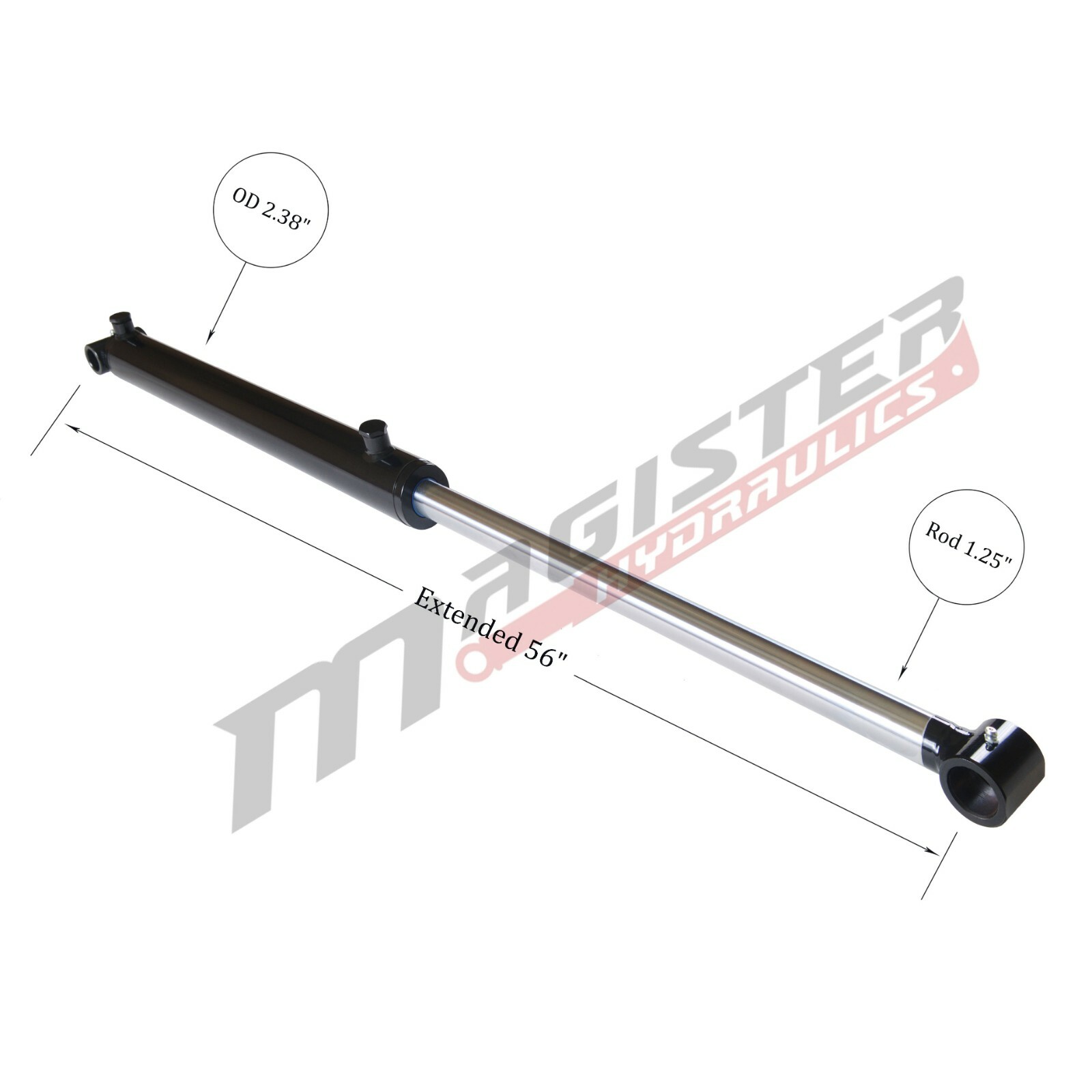 Hydraulic Cylinder Welded Double Acting 2″ Bore 24″ Stroke Cross Tube 2×24 NEW