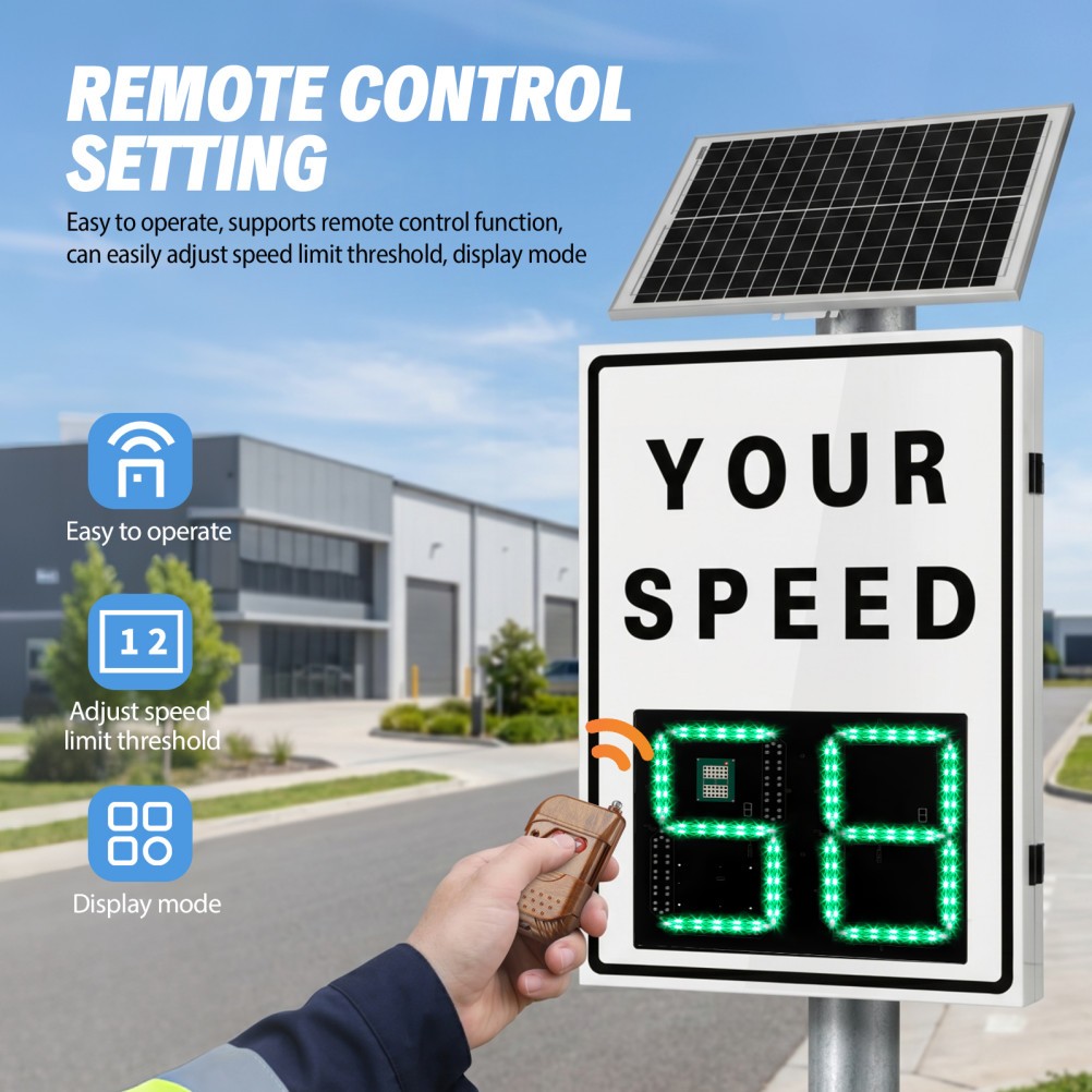 Solar Powered Radar Speed Sign 90*60cm Wireless Speed Display Waterproof IP65