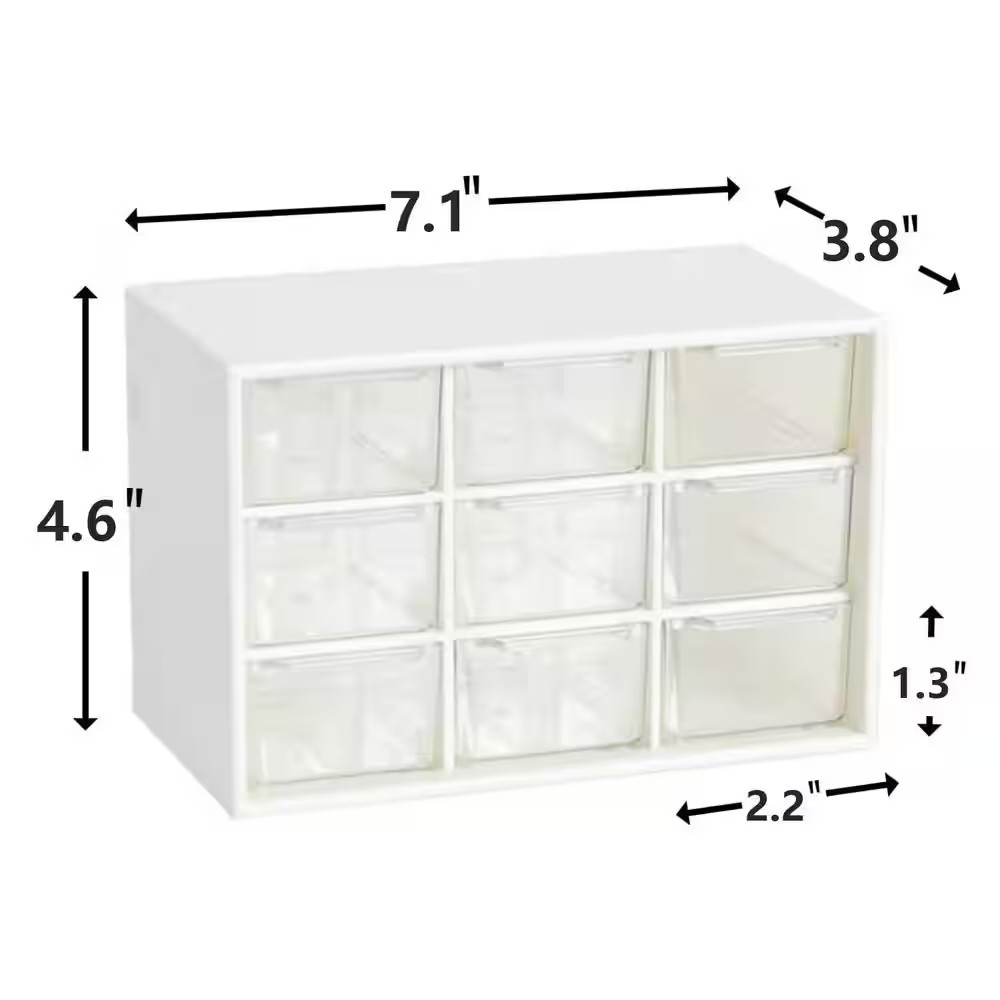 White 7.1 In. X 3.8 In. X 4.6 In. Plastic Min.I Desktop Drawer Organizer with 9