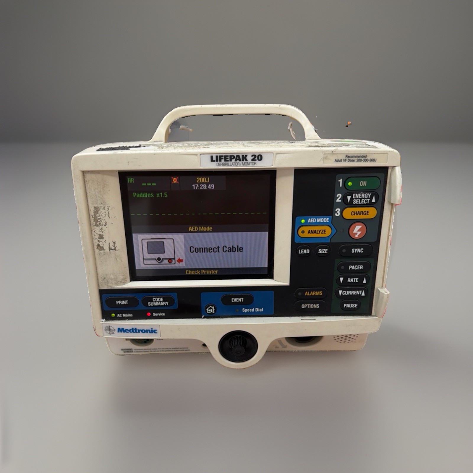 Physio Control Lifepak 20e Monitor | untested | Turns on | 30 day warranty |