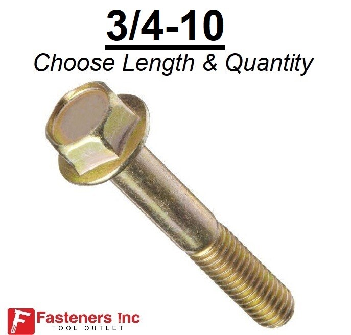 3/4-10 Grade 8 Flange Frame Bolt Yellow Zinc Plated (All Sizes & Qty’s) 3/4″