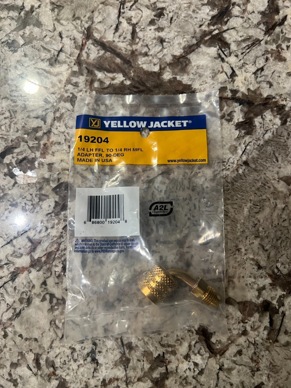 Yellow Jacket 19204 Adapter 1/4″ Left-Handed FFL TO 1/4″ Right-Handed MFL, 90°