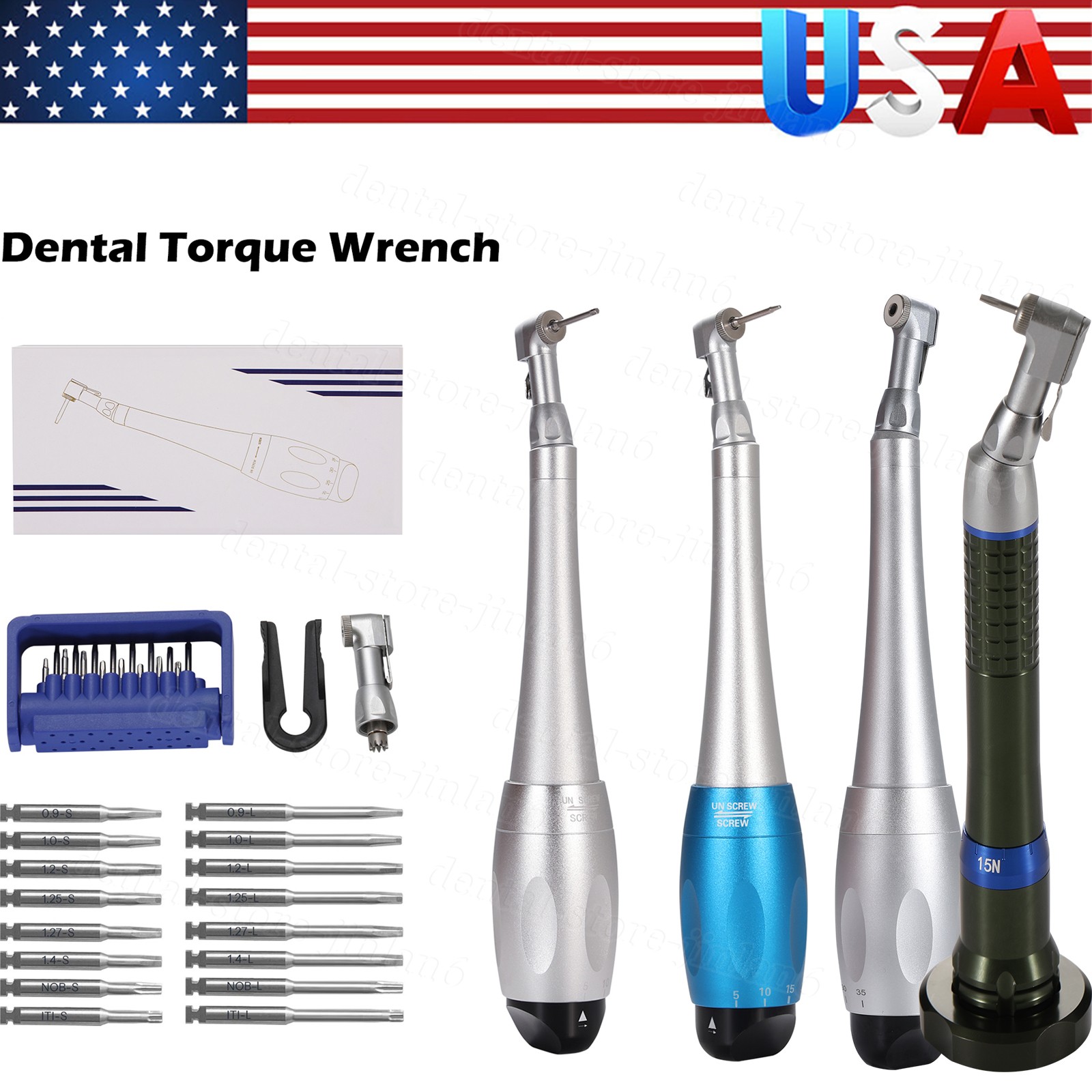 Dental Universal Implant Kit Torque Wrench Contra Angle & 16pcs Drivers 4 Type