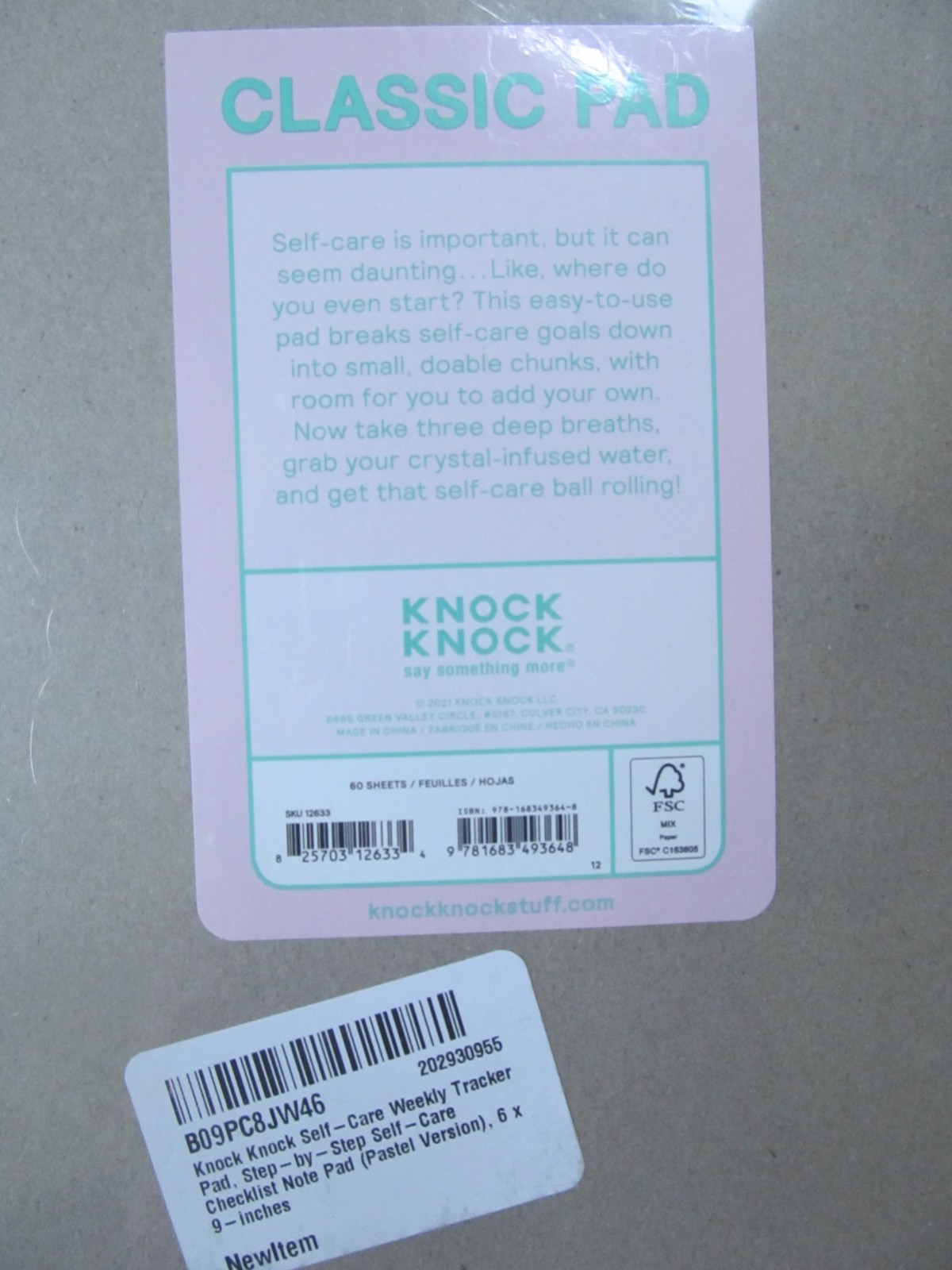 Lot of 2-Knock Knock Self-Care Weekly Tracker Pads – 6 x 9 inches-60 sheets each