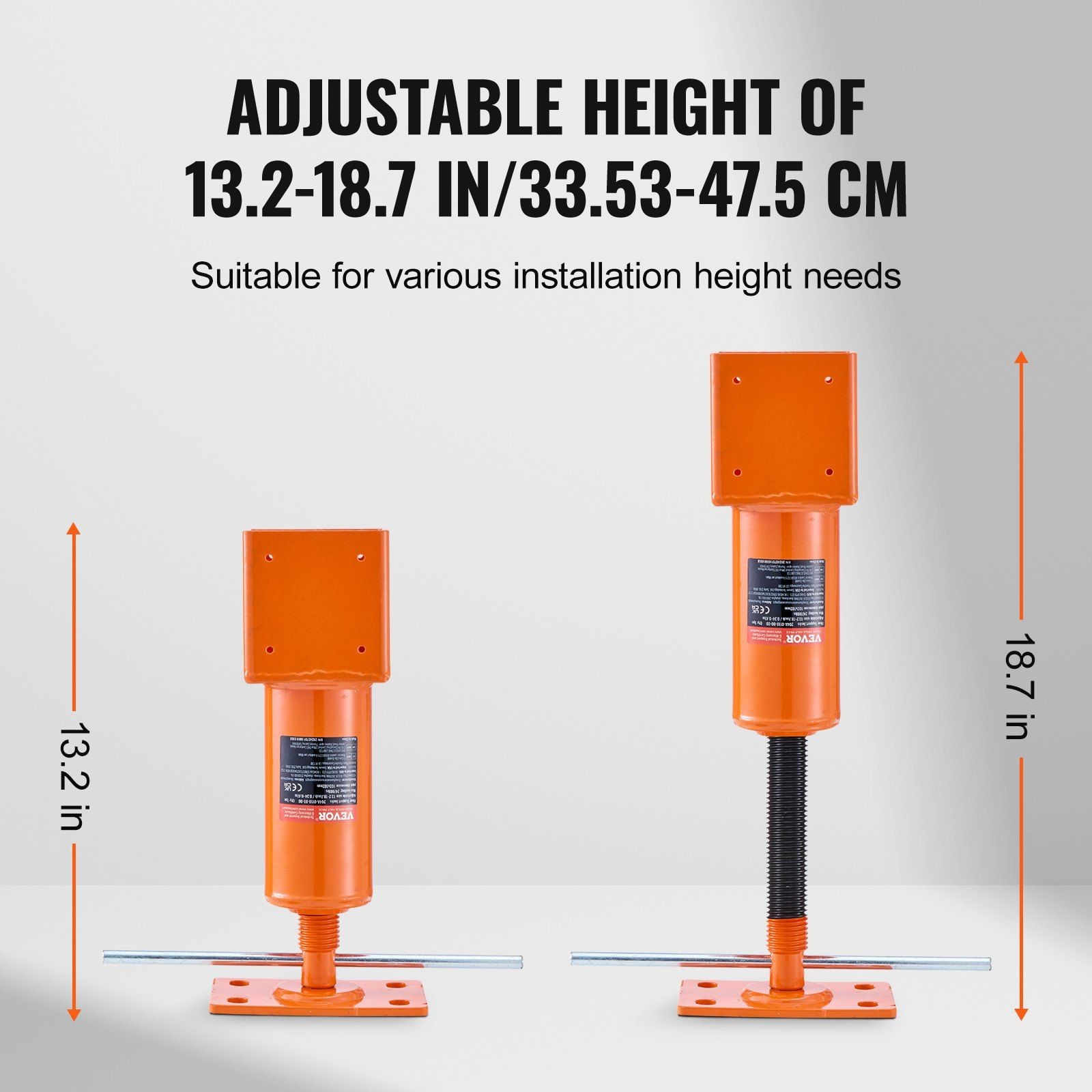 Basement Floor Jack 4x4in, 24700lb Load, 13.2-18.7in Height Range