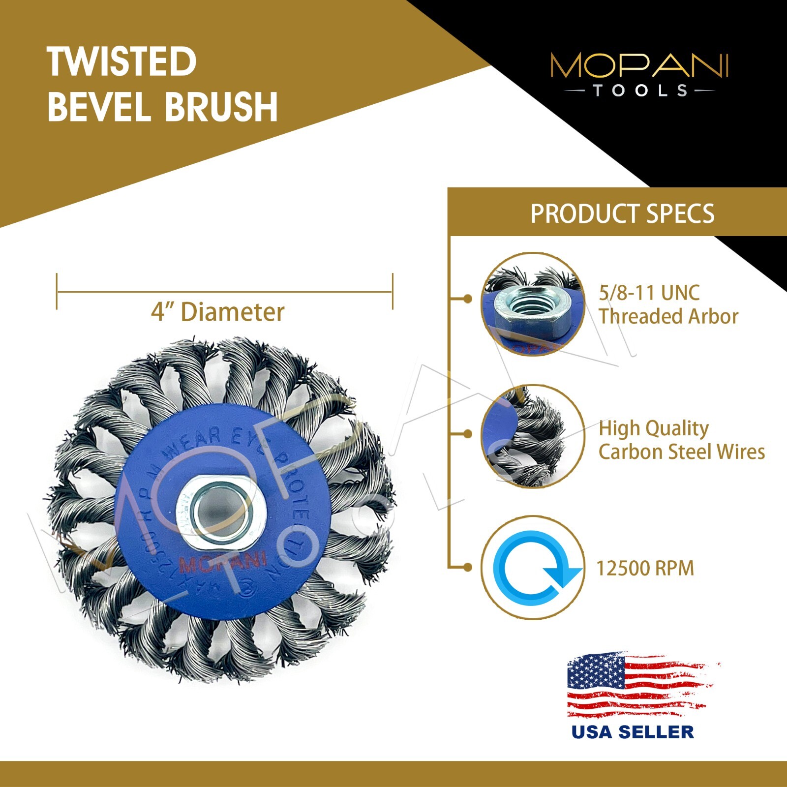 12-Pcs Wheel Wire Brush 4-Inch (4″ Twisted/Knotted) 5/8″-11 UNC Angle Grinder