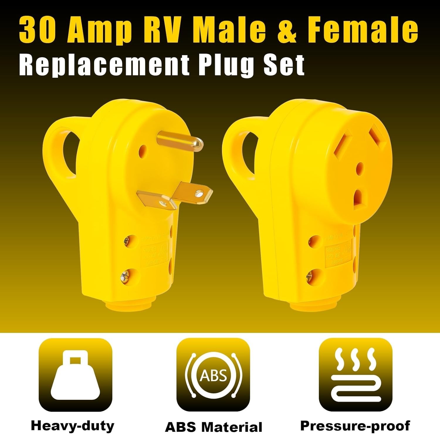 30 Amp RV Plug Male and Female Set, 2 Sets TT-30P/30R Receptacle, 125V Heavy Dut