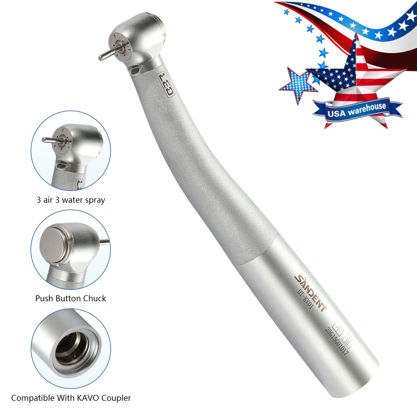 1-5*Dental Fiber Optic 3 spray Handpiec/ 6 Hole Coupler for KAV MULTiflex OR