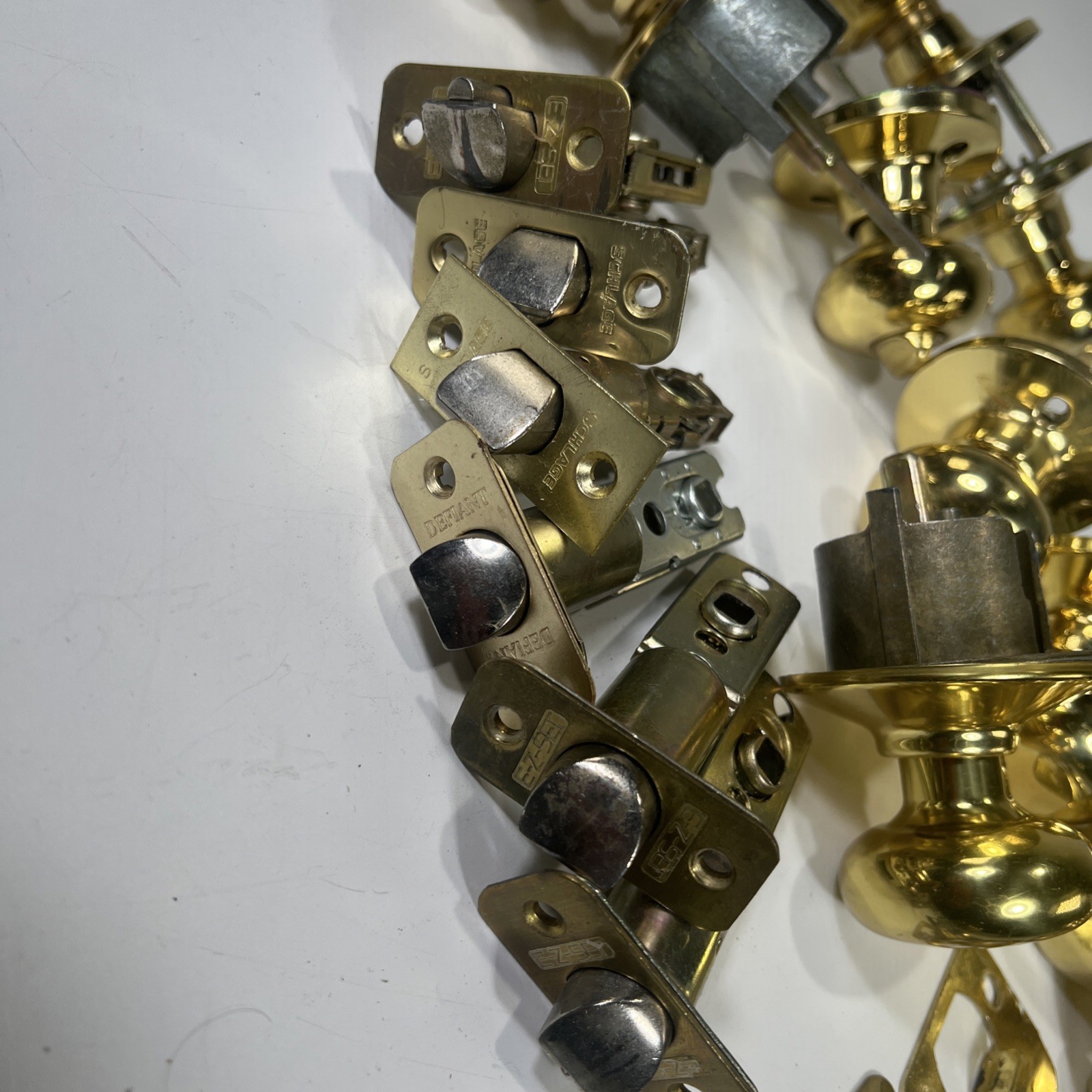 Schlage Brass Doorknobs Interior Locking Latches Door Jam Lot Of 10 NO KEYS