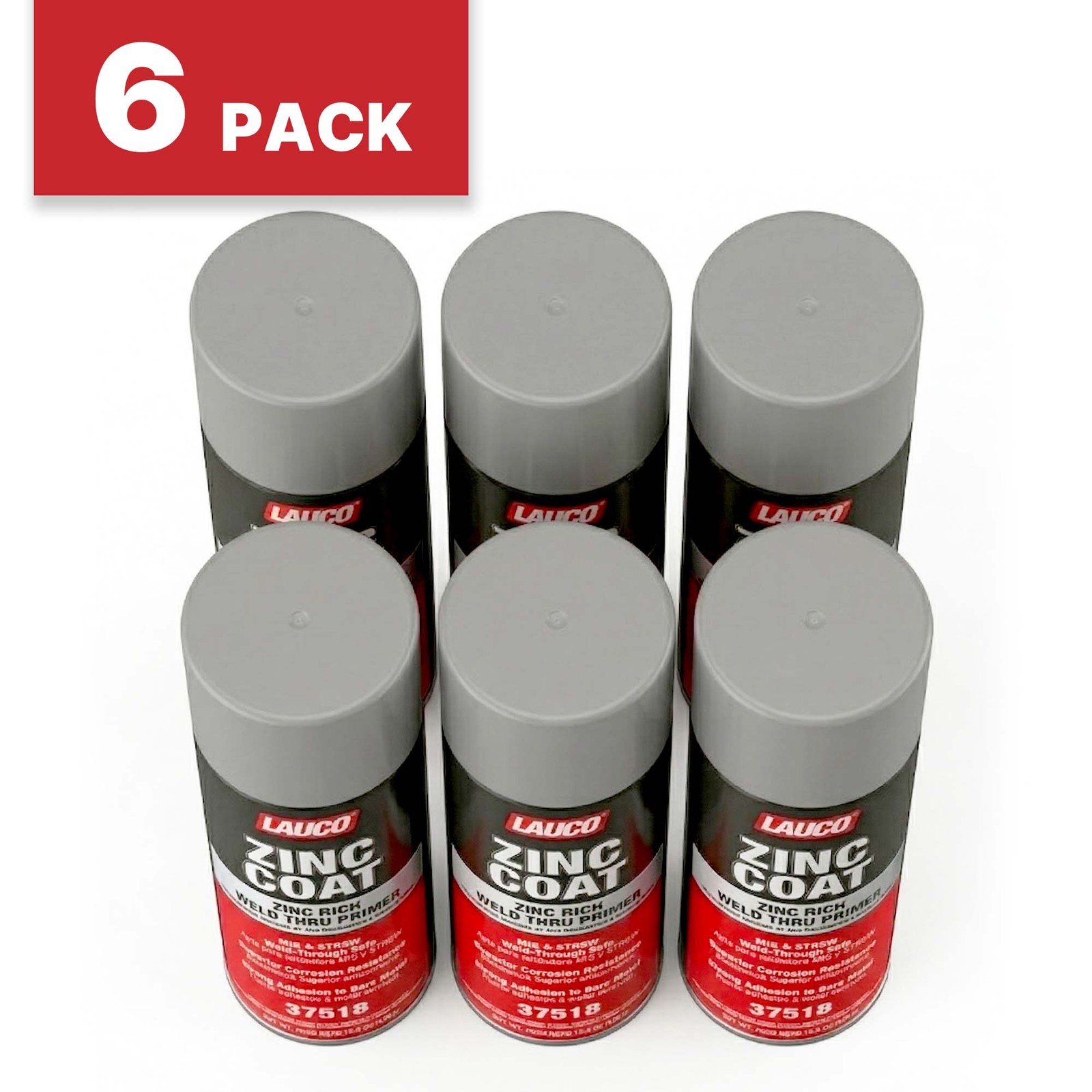 LAUCO Zinc Coat Weld-Thru Primer 15.5 oz, Pack of 6, Zinc Rich Spray for Welding